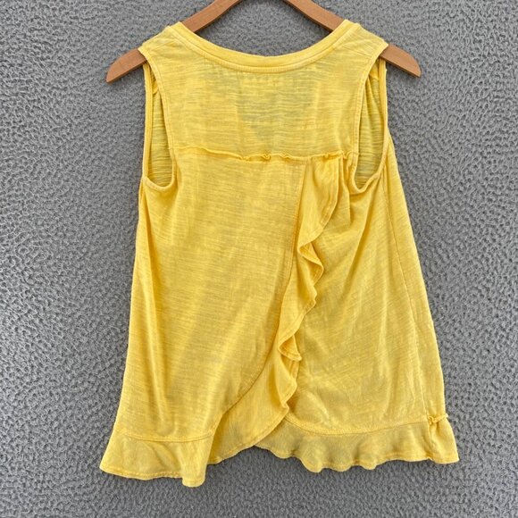 Anthropologie Maeve Top Womens Extra Small Yellow Orchid Ruffle Sleeveless Knit - Picture 3 of 10
